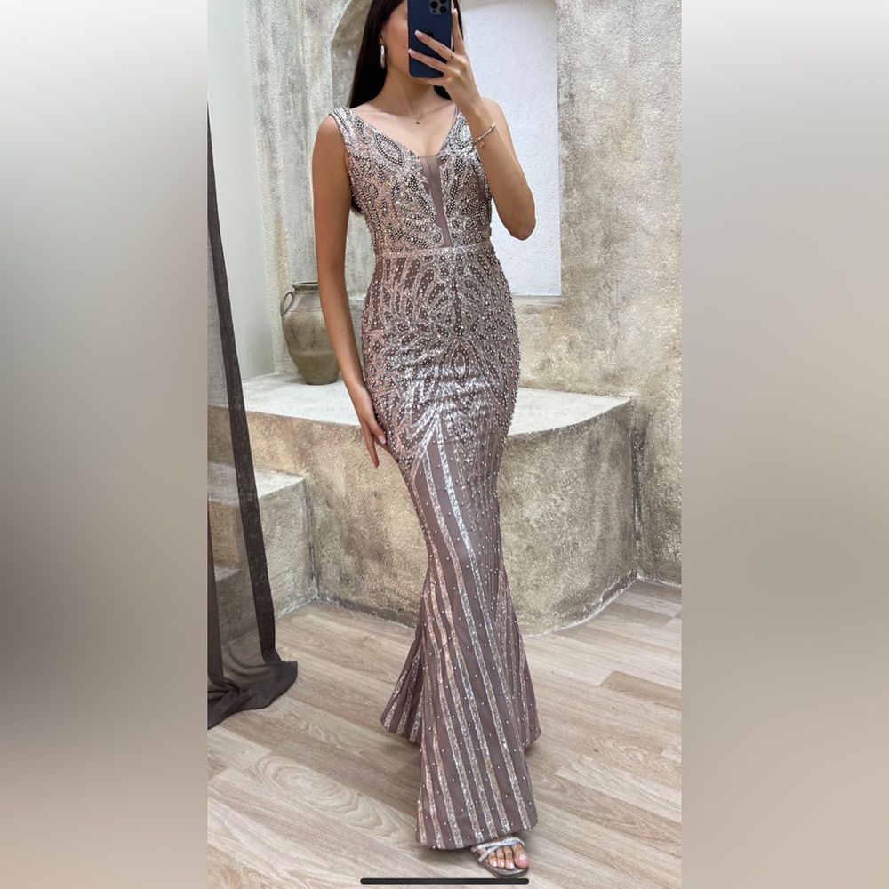 Sleeves custom beaded evening gown/dress prom dress from turkey